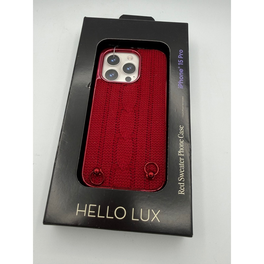 Hello Lux Red Sweater Phone Case iPhone 15 Pro Red New Cable Knit Protection